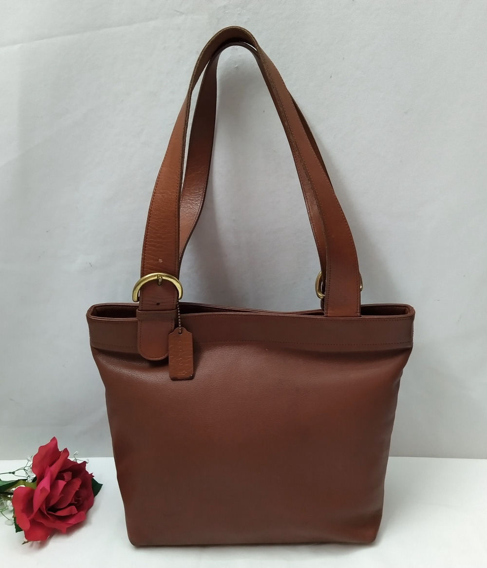 Coach Wavely Brown Leather Double Handles Zipper Tote Bag - Vintage